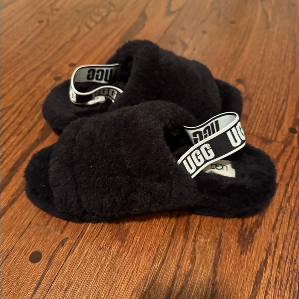 UGG Women's Black Furry Slippers
